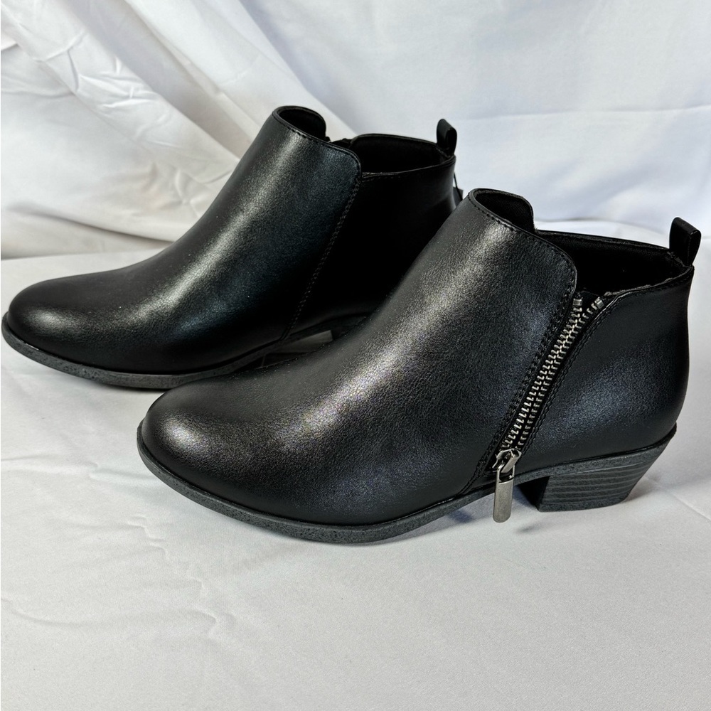 SONOMA Black Ankle Booties Side Zip Low Heel Comfort Boots NWT - Picture 2 of 7